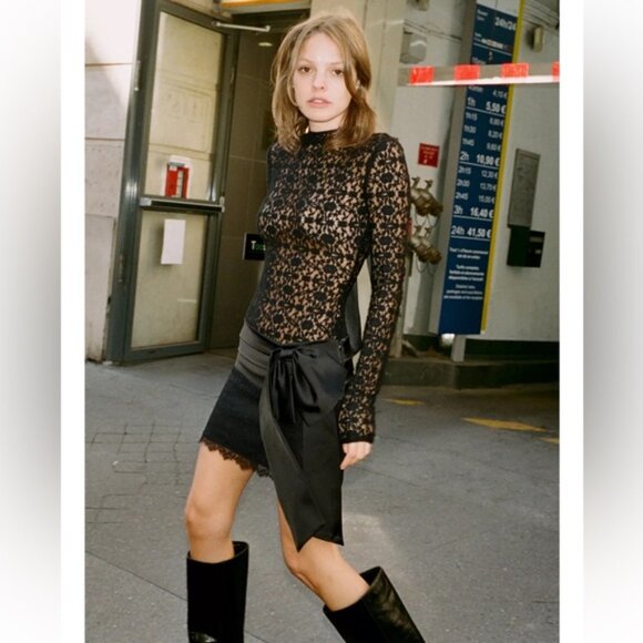 Zara COMBINATION LACE BOW MINI SKIRT - Picture 4 of 8